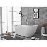Elegant Decor Indoor Modern 70 Inch Soaking Single Slipper Bathtub In Glossy White