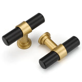 Haliwu 10 Pack Black&Gold Cabinet Knobs for Dresser Drawers Konb Black ANG Gold Kitchen Hardware Handles, Single Hole T-bar