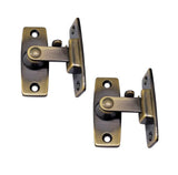 QCAA 2.5 Heavy Forged Solid Brass Door Latch, 90 Degree Right Angle Door Latch Buckle for Doors & Windows, Antique Brass, 2 Pack