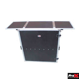 Prox Xs-Djstn Flight Case Style Folding Dj Table And Workstation With Smooth Rolling Wheels
