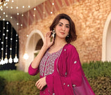 Anni Designer Women'S Rayon Viscose Straight Embroidered Kurta With Pant & Dupatta (Kasturi Pink-Vks04_4Xl_Pink_Xxxx-Large),Pink,4XL,,,