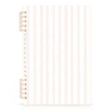 voucong A5 size Pink White Line Stripes spiral notebooks college 8.3inch x 5.7inch, sturdy subject spiral notebook college 60 sheets f