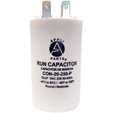 Appli Parts Run Capacitor for Electric Motors 20 Mfd uF (microfarads) 250VAC Plastic Case with terminals CBB60 Round Universal f