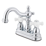 Kingston Brass Kb1601Px Heritage 4-Inch Centerset Lavatory Faucet With Porcelain Cross Handle, Polished Chrome
