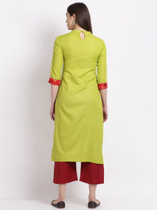 Gosriki Women'S Cotton Blend Straight Kurta With Palazzo (Puchi-Green_S-Go_Green_Small),Green,,B09SW9V8R7