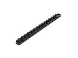 TEKTON 3/8 Inch Drive x 13 Inch Socket Rail, 15 Clips (Black) | OSR12215 | Made in USA