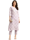 Anni Designer Women'S Cotton Blend Straight Printed Kurta With Pant (Selven Multi-Nwg_S_Purple_Small),Purple,S