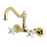 Kingston Brass Ks3222Px Vintage Kitchen Faucet, 8-1/2 In Spout Reach, Polished Brass