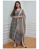 Anni Designer Women'S Cotton Blend Printed Straight Kurta With Pant & Dupatta Pack Of 2 (Combo-Prem Pink-Nihira Cream_Multicolor_Small),Multicolour,S,Cotton Blend,Straight,Kurta, Scarf