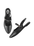 Women'S Pointed-Toe Flats Stylish Slingback Ballerina Shoes With Adjustable Strap Casual & Office Wear Black Eu40,Black,7,B0DJJWKLPB