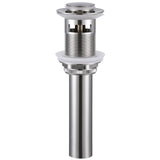 Angle Simple Bathroom Sink Drain with Overflow, Brass Pop Up Sink Drain Stopper Brushed Nickel