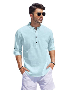 Bellstone Men'S Cotton Blend Solid Regular Kurta (Kurta1500_Single_Aqua_L, Regular Fit