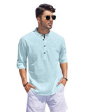 Bellstone Men'S Cotton Blend Solid Regular Kurta (Kurta1500_Single_Aqua_L, Regular Fit