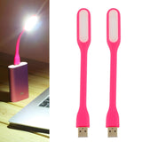 Soseelnee Mini Flexible Light, Portable USB Led Reading Night Lamp for PC Laptop Computer Notebook Power Bank - 2 Pack (Pink)