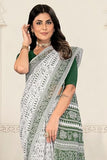 Tamaira Fashion Women'S Plain Cotton Saree (2536_White&Sagegreen