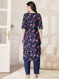 Pinkmint Kurta Set For Women Cotton Printed Straight Kurta With Pant (Pack Of 1) Multicolor13 L