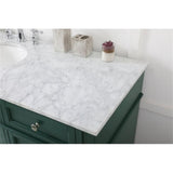Elegant Decor Park Avenue 60 Metal Mdf Marble Single Bathroom Vanity In Green