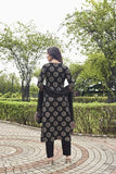Anni Designer Women'S Cotton Blend Printed Straight Kurta With Pant & Dupatta (Nov-Black-Nrb_L_Black_Large),Black,L,Cotton Blend,Regular,Dupatta