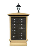 QualArc Estateview Stucco Cbu Mailbox Center, Short Pedestal (Column Only) in Burnt Tuscan Color with Bayview Solar Lamp