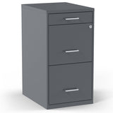 Staples 3-Drawer Vertical File Cabinet, Letter Size Documents, Lockable & Mobile, 18.9 D x 14.3 W x 26.8 H, Charcoal