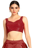 Soch Womens Maroon Sequinned Sweetheart Neck Georgette Padded Blouse