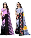 Leelavati Printed Bollywood Georgette Saree For Women With Unsticted Blouse Peice (Pack Of 2, Pink, Grey) (Vs5408)