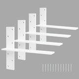 Floating Shelf Bracket 3/8 Thick Heavy Duty Shelf Brackets White 4 Pack Free Hanging Countertop Support Bracket 16 Lx2.5 W Float