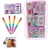 Eclet 6 Pcs Combo Set Kids Multipurpose Stationery Hub with Calculator Pencil Box, 4 Moti Pencils & Fruit Scented Eraser IH