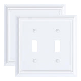 2-Pack Double Toggle Light Switch Cover Plate, Durable Natural Bamboo Fiber Decorative Switch Plate Covers, Light Almond 2 Gang 