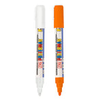 Zig POSTERMAN Medium TIP SIZE: 2 mm [White & Orange Special combo set] Never Fade Quick Dry and Permanent Works on Rocks Paintin