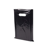 ysmile Small Black Plastic Shopping Bag with Handle for Small Business Plastic Merchandise Bag Die Cut Poly Bag 100 ct 5.9x7.8
