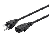 Monoprice Power Cord NEMA 515P to IEC 60320 C13, 18AWG, 10A/1250W, 125V, 3Prong, 1ft, Black, 6Pack