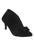 Shoetopia Women'S Blacksuede Ankle Boot Heels Pointed Toe With Bow Detail Stylish & Comfortable Shoes Eu36,Black,3,B0CNVPHSPV