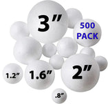 Bargain Paradise 500 Pack Ultimate Foam Balls Set - Large, Medium, Small Sizes - Round Craft Balls for School Projects, Planet B