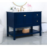 Elegant Decor Metropolis 42 Solid Wood And Metal Single Bathroom Vanity In Blue