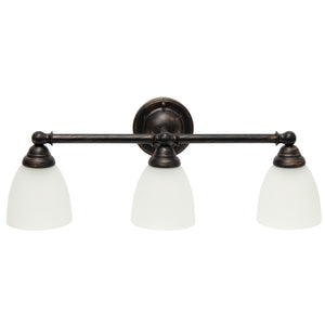 All The Rages Essentix 3-Light Metal & Glass Vanity Fixture In Oil Rubbed Bronze