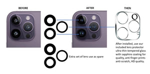 2X Set/6 PCS Back Rear Camera Lens Glass Replacement Kit with Adhesive Pre-Installed Fit for iPhone 13 Pro / 13 Pro Max + Repair