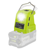 Portable Flashlight for Ryobi 18v Battery, 420lm LED Work Light with 2 USB Ports, 3 Light Modes and Foldable Hang Hook, Workligh