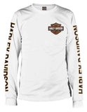 HarleyDavidson Mens Long Sleeve Orange Bar & Shield White Shirt 30291964 (XL)