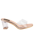 Shoetopia Girls Transparent Pink Block Heels Sandal,Pink,6,B09NBHWD67