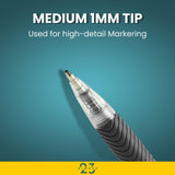 Always23 Ballpoint Pens, Comfort Grip Ballpoint Pen, Comfort Grip & Smooth Writing, Black Ink, 1mm 12 Pack