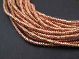 The Bead Chest Copper Heishi Beads - 3mm Ethiopian Metal Spacers, Full Strand for Jewelry Making I Approximately 400 Beads