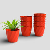 Yuccabe Italia Shera Swirl 8 Inch Plastic Flower Pot Set Of 12 Pices Round Planter Pot Plastic Gamle Suitable For Indoor And Out