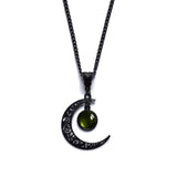 Rrdaily Gothic Moon Crystal Necklace Punk Style Moon Pendant Necklaces Vintage Black Crescent Necklace Dark Gothic Necklaces Hal