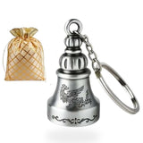 Tibetan Guardian Bell Keychain Silver Vintage Keyring Gift for Bag Car