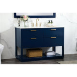 Elegant Decor Larkin 48 Solid Wood Mdf Single Bathroom Vanity In Blue
