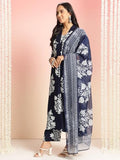 Gosriki Women'S Rayon Viscose Anarkali Printed Kurta With Pant & Dupatta (Jasiwal Blue-Vks03-Gs_3Xl_Blue_Xxx-Large),Blue,3,B0DT754WZ9