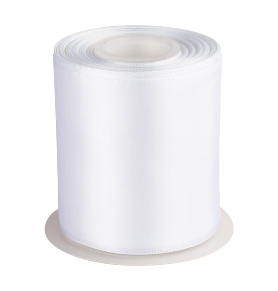 4 Inch Double Faced Satin Ribbon White Solid Polyester Craft Ribbon ...