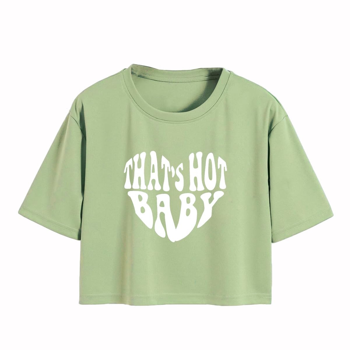 Toplot Text Printed Round Neck Crop Top For Women (Baby-Crop-Top-5200-Pista-Xs),Pista,,B0DCTGJHRB