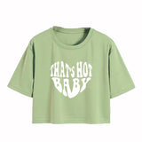 Toplot Text Printed Round Neck Crop Top For Women (Baby-Crop-Top-5200-Pista-Xs),Pista,,B0DCTGJHRB